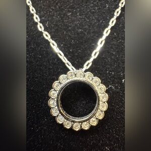 Swarovski Silver Circular Crystal Pendant Necklace - Full Inclusion